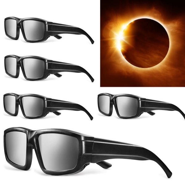 2024 Solförmörkelseglasögon (5-pack) Säkra solskyddsglasögon för direkt solvisning