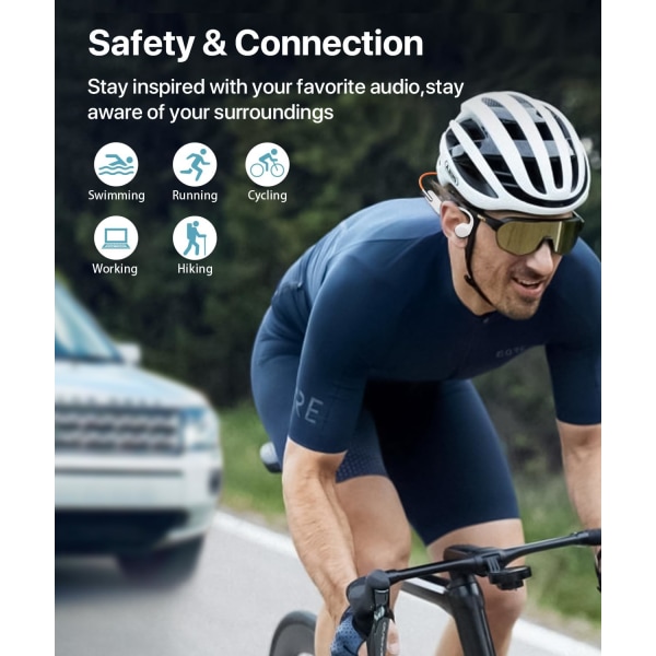Bone conduction hörlurar, trådlös sport hörlursspelare - vit White