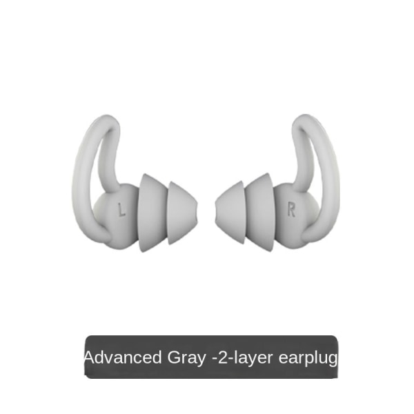 Støjreducerende ørepropper til at sove, støjreducerende ørepropper, genanvendelige bløde silikone ørepropper, støjfølsomhed og flyvende, 40dB støjreduktion Gray 2 layers
