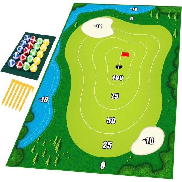 Battle Royale set - Casual golfmatta för vuxna och barn - grön puttingmatta - kardborrespel - träningshjälp för män