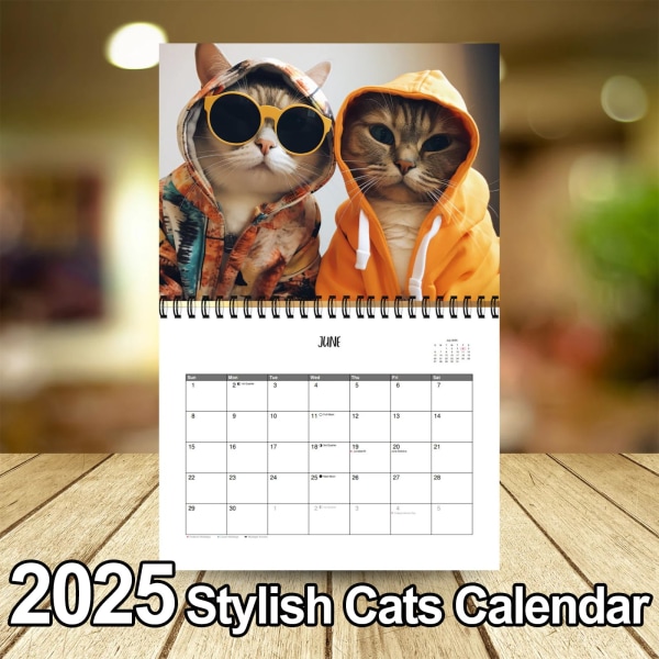 Snygg kattkalender 2025, söt kattkalender, rolig kalender, kattkalender, 12 månaders kalender, kalender 2025 3Pcs