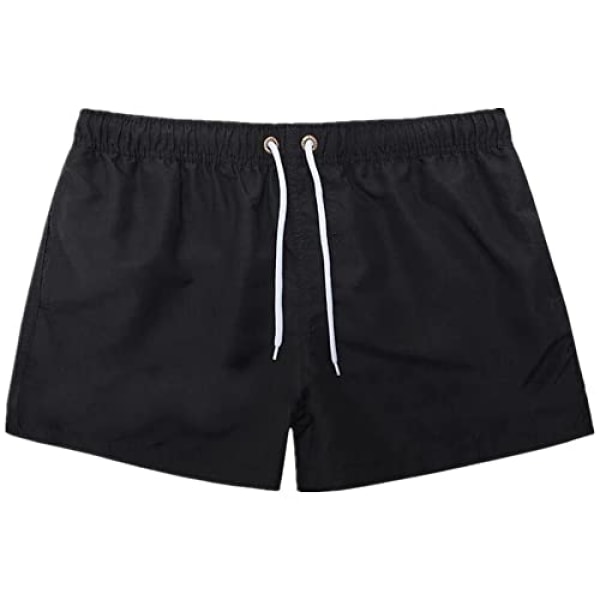 Badbyxor för män med snab torkning, badshorts med meshfoder, strandshorts, badkläder black XL