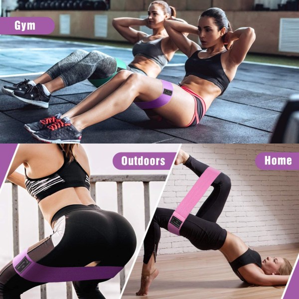 Tygmotståndsband i 3 nivåer - Byxband för träning, ben- och rumpövningar - Halkfria fitness för män och kvinnor
