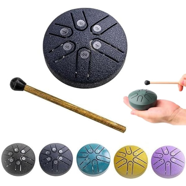 Utendørs regntromme: Vanntett ståltungetrommeklokke, 6 toner Mini Handpan-tromme for rolige melodier Dark Blue