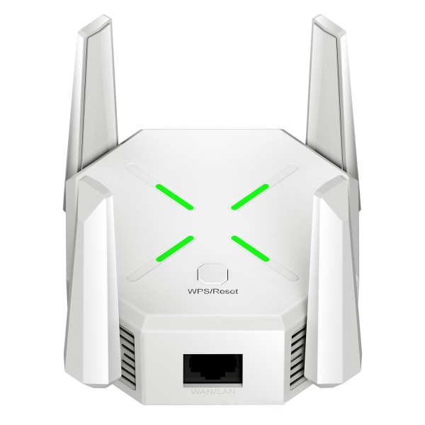 WiFi Extender Signal Booster, dækker op til 10000 Sq.ft - 1200 Mbps Wall-Through stærk WiFi Booster, med Ethernet-port White EU Plug