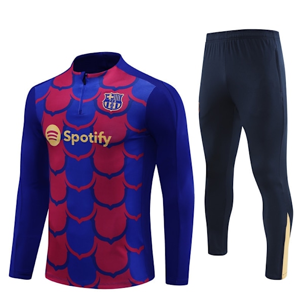 2324 sæson Barcelona Royal M Arsenal langærmet halvlynlås overall fodbolduniform voksen træningsdragt langærmet overall rød og blå red blue 14 red blue