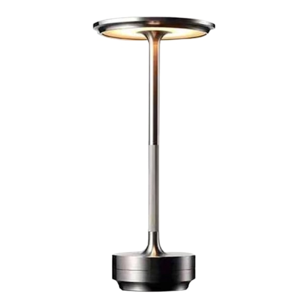 Trådløs metallisk bordlampe, I-formet, dæmpbar, genopladelig vandtæt skrivebordslampe, LED-dekorationslys med berøringskontrol Silver