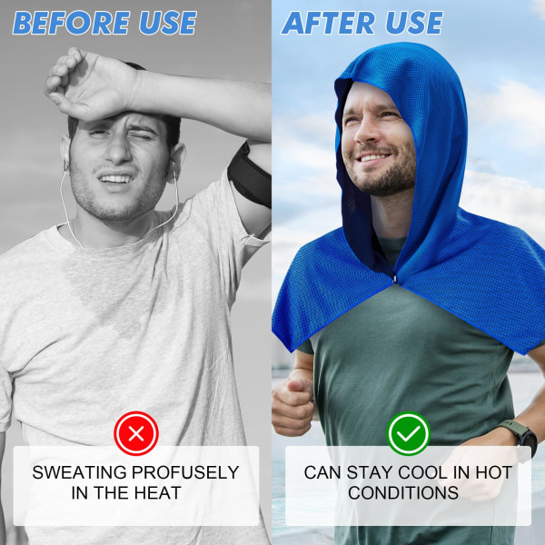 Kjølende hettehåndkle for menn, kjølende håndklær for nakke og ansikt UV-beskyttelse, hurtigtørkende absorberende sportstrening camping sykling kjølende nakkeomslag a6