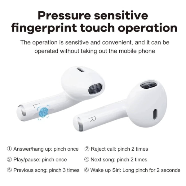 Trådløst Bluetooth-hodesett Touch in-ear stereostøyreduksjon med mikrofon, sportsvanntett stereohodesett Blue