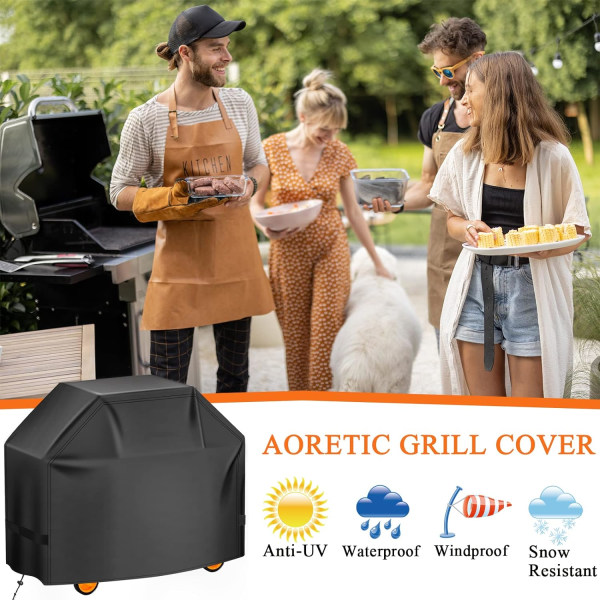 Cover, BBQ Cover för Charbroil/Utomhusgrill, Grill Vattentät, Anti-UV med krok-och-ögla och fållrep 132x66x109cm