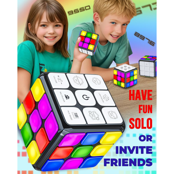 Pusselkubspel - Blinkande kub Handhållna elektroniska spel Stamleksak - Roliga minnesspel och hjärnspel för vuxna och barn