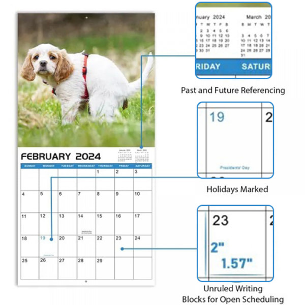 Rolig 2024 väggkalender - Pooping Dogs Edition - 12 månaders planerare - Perfekt Gag-present till familj och vänner - Handla nu!