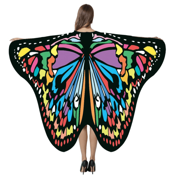 Halloween/fest Butterfly Wings Kostymer för kvinnor, Mjukt tyg Fjärilssjal Fairy Damer Nymph Pixie Festival Rave Dress H 197x130CM