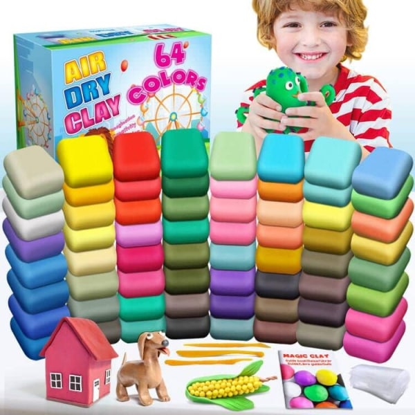 Air Dry Polymer Clay - Lekdeg för barn Air Dry Modeling Clay, present till pojkar och flickor i åldern 3 till 12 år 48 colors