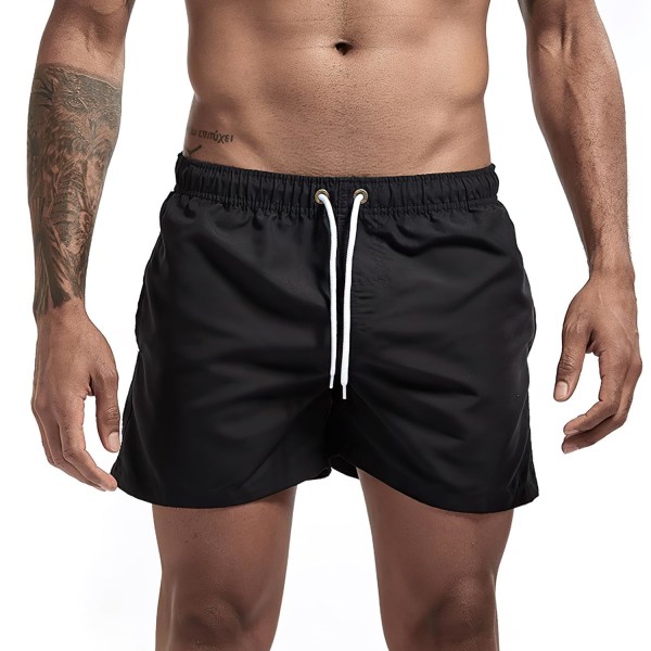 Badbyxor för män med snab torkning, badshorts med meshfoder, strandshorts, badkläder black XXXL