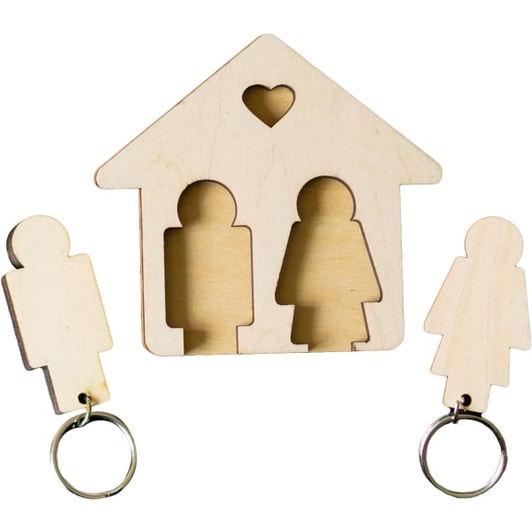 Nyckelhållare för par i trä för vägg - Perfekt present till nya husägare - Perfekt julklapp för par - Unik hans och hennes inflyttningspresent