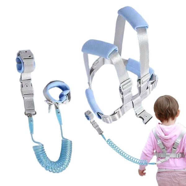 Børnesele med snor, Glow in the Dark, 3 i 1 sikkerhedssele, håndledsled, Baby Anti-lost sele, Børnehåndledsassistent Blue 150cm