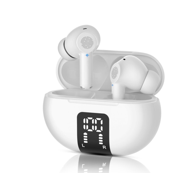Trådlösa öronsnäckor Öronsnäckor Bluetooth 5.3-hörlurar 40H Playtime LED-skärm HiFi Stereoljud Vattentät i örat hörlurar med mikrofon A