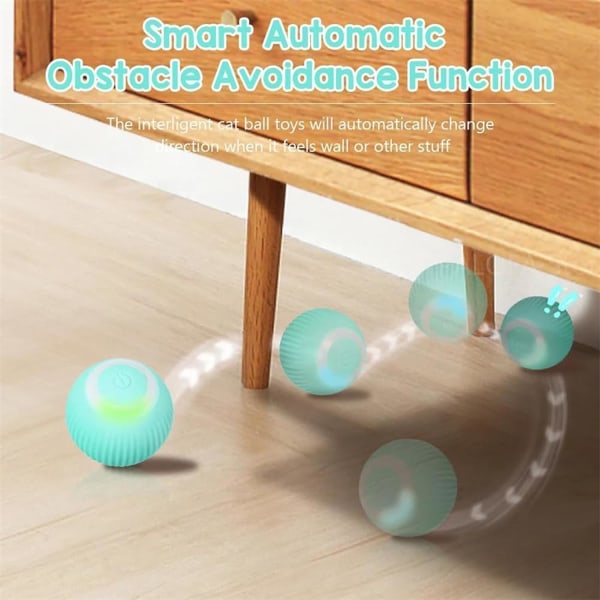 Intelligent elektrisk självrullande kattleksaksboll, automatisk 360 graders rullboll, kattleksak elektrisk kattboll med LED-ljus, interaktiv kattboll green