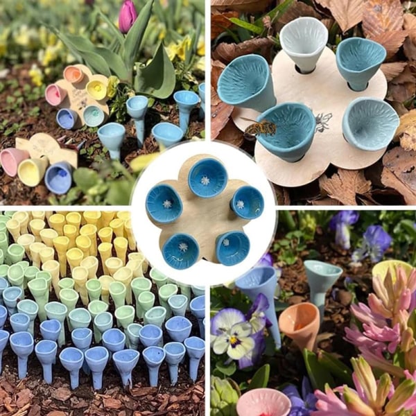 Färgglada bee drickskoppar - släck törstiga pollinerare! Säker vattensamling för bin - perfekt för svenska trädgårdar multicolor