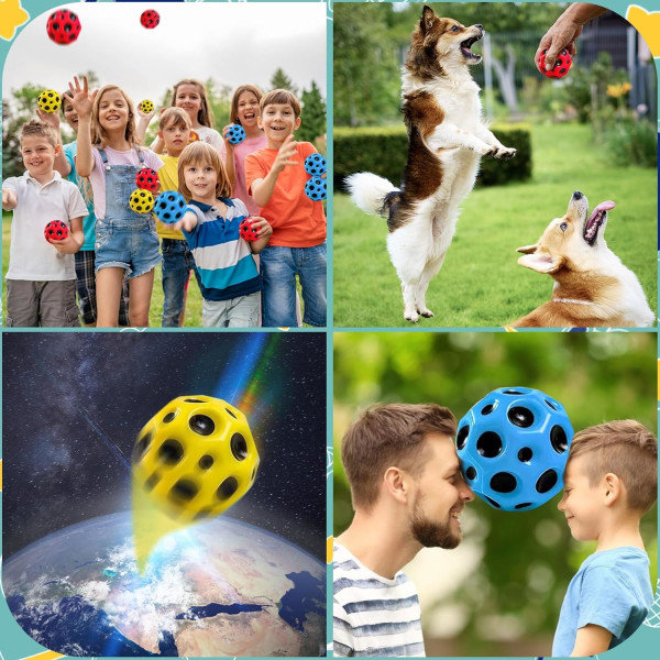 Förpackning med 3 Jump Ball Moon Ball - Höghoppningskul för barn! Popping Sound, Mini Bouncy Galaxy Ball, Utomhuslek