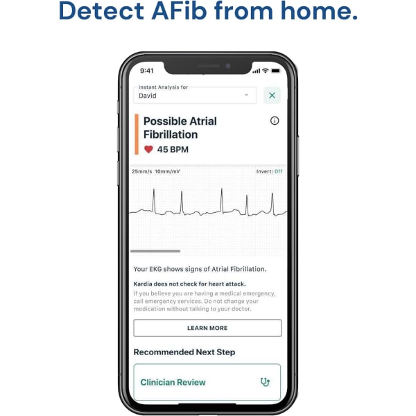 Personlig EKG-monitor - Upptäcker AFib och arytmier - Spela in EKG hemma - Lätt att använda - Omedelbara resultat - Kompatibel med de flesta smartphones