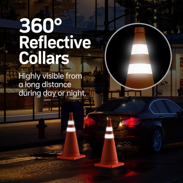 Vikbar trafiksäkerhet orange kon, multifunktions pop-up kon och reflekterande krage för vägparkering, körövningar 40CM