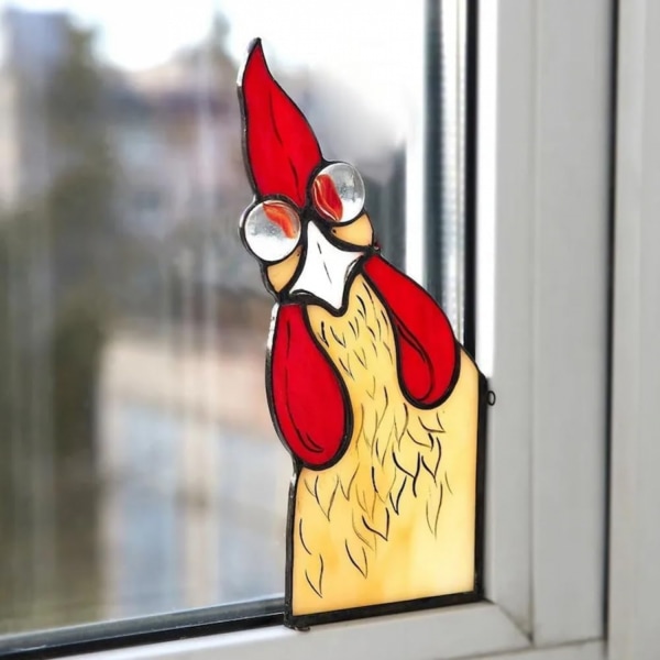Quirky håndlavet farvet glas hane-hjørnedekoration - charmerende gårdindretning C