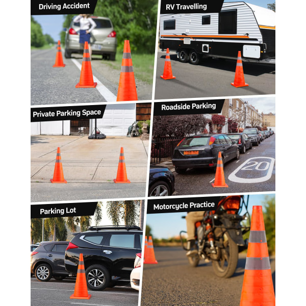 Foldbar trafiksikkerhed orange kegle, multifunktions pop-up kegle og reflekterende krave til vejparkering, køretræning 65CM