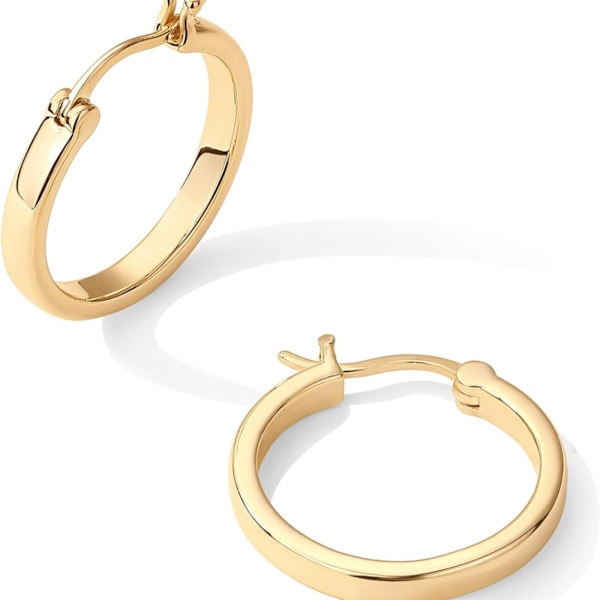 14K forgyldt 925 sterlingsølv letvægtsring | 20 mm og 30 mm | Gold Hoop øreringe til kvinder silver