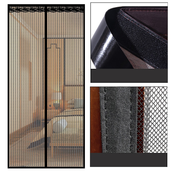 Mosquito Net for Door with Magnetic Closure 100 x 220 cm Black