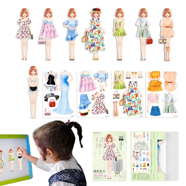 Släpp loss ditt barns kreativitet med Magnetic Dress Up Baby - Pappersdockor med magnet Klädpussel - Perfekt för födelsedagar och barnens dag D
