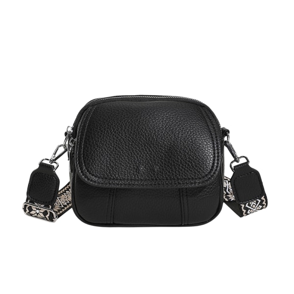 Ny lille læder-crossbody-taske til kvinder med tyk rem med tre lynlåse Crossbody-taske tegnebog Skulderhåndtaske 2024 black