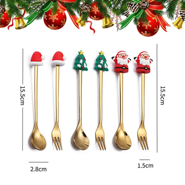 Set - 6 delar, innehåller skedar, gafflar och festliga hängen - perfekt för bordsdekoration A