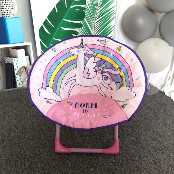 Unicorn Campingfatstol Liten Mini Barnhopfällbar Klädd Månstol Låg Bärbar Gräsmattstol Utomhus Strandterrass Park Nursery A