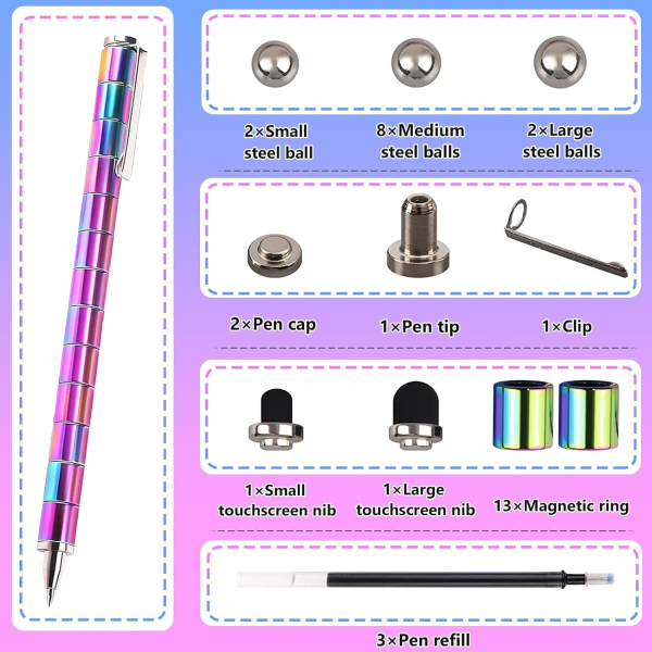 Fidget Pen - Present för tonårsflickor - Magnetisk penna - Coola prylar för tonårspojkar - Magnetpenna för vuxna, barn och tonåringar - Bästa presenten för 10-15 år