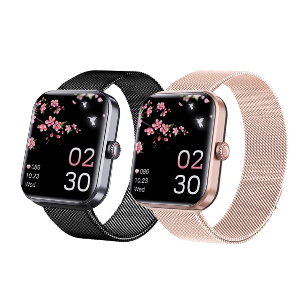 Vattentät HD Smartwatch med Bluetooth Call & AI Voice Assistent，med puls/blodsyre/blodtryck/sömnmonitor Pink: Silicone strap