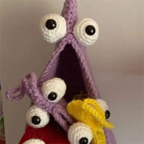 Virkad Alien Plant Hanger badrumsförvaringsväska Virkad mönster Virkad hängande bilhängare Spegel eller hängare Hängande planteringslåda Virkad purple middle