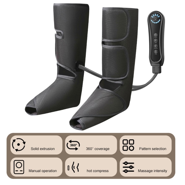 Benluftmassasjeapparat for sirkulasjon og avslapning Fot- og leggmassasje med håndholdt kontroller 5 intensiteter 3 moduser European plug