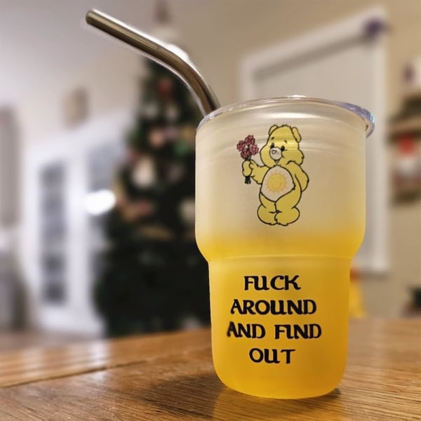 Swear Bears Cups, 3 oz, isolerat snapsglas, för fester, kök, hem eller alla typer av restauranger (halm ingår ej) Yellow