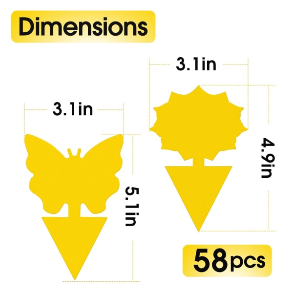 58 kpl sisä-/ulkokäyttöinen hedelmäkärpäsloukku: keltainen tahmea anso lentäville hyönteisille, myrkytön, hajuton - taloudellinen pakkaus