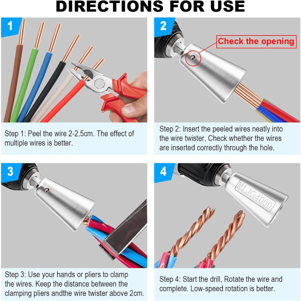 Wire Twister Tool til boremaskine, Twister Twister Wire Twister Wire Connector Wire Twist Tool, Trådmøtrik Twister til elektrisk boremaskine 1pcs