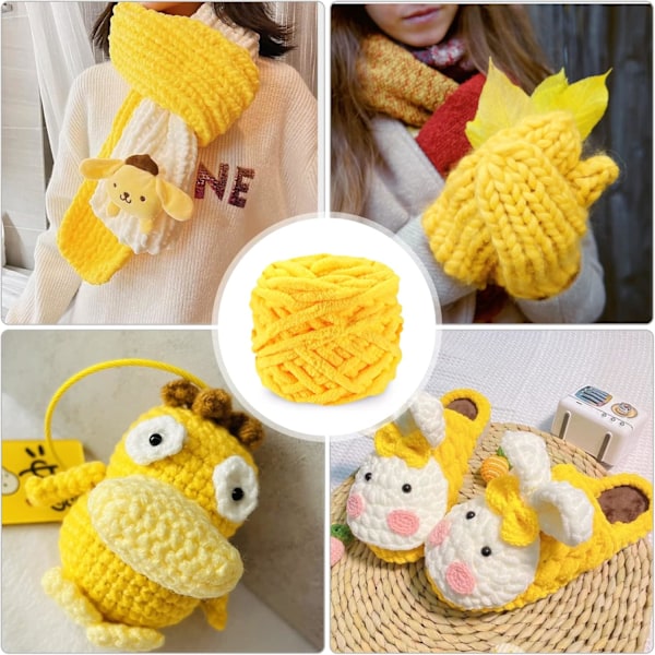 Stickgarn 4x Stickgarn för Virkning, Mjukt Chunky Garn för Garnprojekt Goose yellow