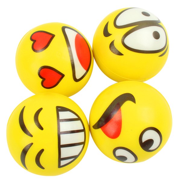 12 kpl 63mm smiley kasvot PU pallo elastinen pallo sieni paineenalennuspallo yellow