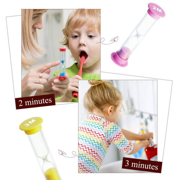 Sand Timer 6 farver Timeglas Sandglas Sand Ur Timer 30 sek. / 1 ​​min., 2 min., 3 min., 5 min. / 10 min.