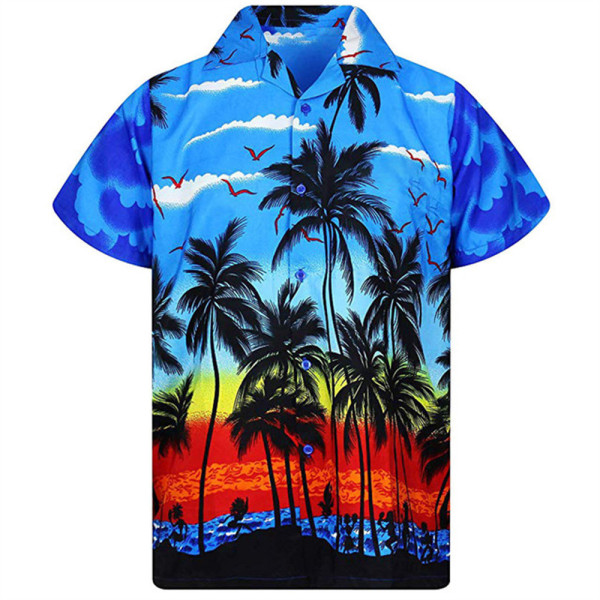 Miesten havaijilainen paita Lyhythihaiset paidat - Miesten paidat Hawaiian Fancy Dress Summer Shirts Beach Party Fancy Blue M