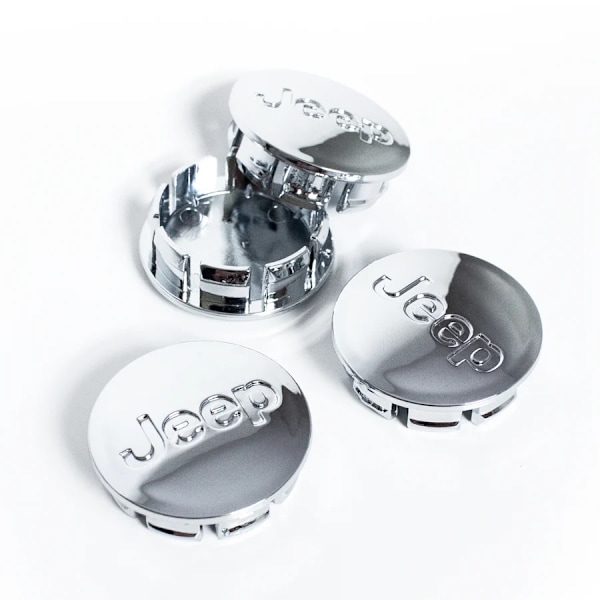 4-Pak - Jeep Centerkapsler / Hjulkapsel Emblem - B 64mm - Silver 60