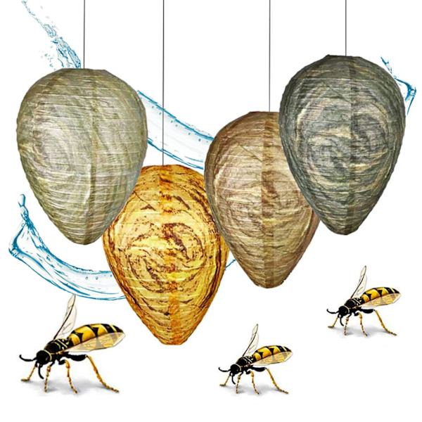 4 Pack ampiaisen pesäsyötti, riippuva ampiaisen karkotin keltaisiin takkeihin, luotettava paperisyötti ulkopuutarhaan, vedenpitävä Light 22x28cm