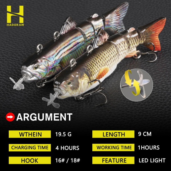 Fiskelokke Multi-Joint Fish Fishing Kit Langsomt synkende Realistisk svømmelokke Ferskvands- og saltvands Crankbait til bas ørred Bas lokke 8