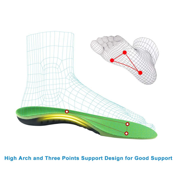 Innleggssåler for sko og arbeidsstøvler | Plantar Fasciitis Relief and Arch Support | Ortopediske innleggssåler for menn og kvinner | Fotsmertelindring | Anti-tretthet 35to40